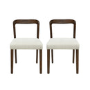 Solid Rubber Wood Dining Chairs (Walnut + Beige) Set of 2 by HouseOfZazla