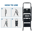 4 Step Folding Steel Ladder with Anti-Slip Pedals and Handrail by HouseOfZazla