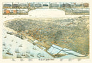 Vintage Map of Galveston, Texas 1885