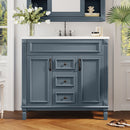36" Bathroom Vanity With Ceramic Sink and Soft-Close Doors - Blue