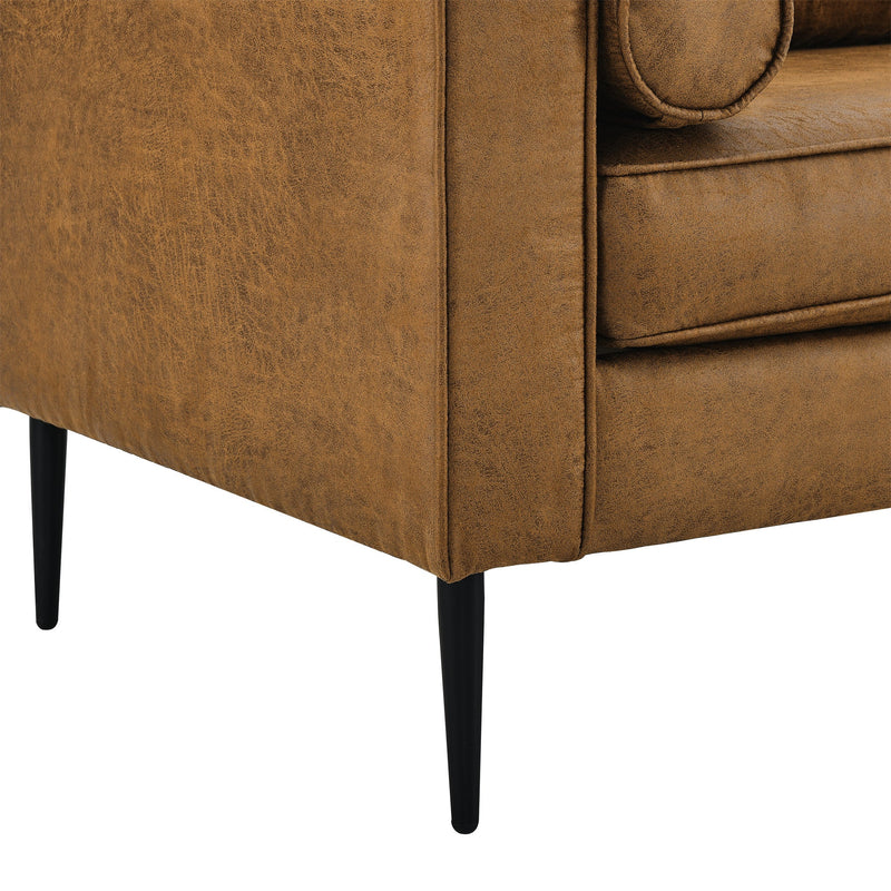 79"Mid-Century Modern Couch with high-tech Fabric Surface/ Upholstered Cushions/Pillows,Seat Sofas&Couches for Living Room Apartment Office, Large-Brown