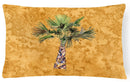 Palm Tree on Gold Decorative Throw Pillow 12x16 Indoor Outdoor Accent Cushion, Fabric Cover with Insert for Sofa, Bed, Porch & Living Room