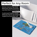 Welcome Palm Tree on Blue Memory Foam Kitchen Mat Machine Washable Anti-Fatigue Cushion Comfort Bath or Kitchen Rug