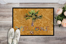 Welcome Palm Tree on Gold Doormat Indoor Outdoor 24H X 36W Front Door Mat Rugs for Entryway, Non Slip Washable Low Pile,