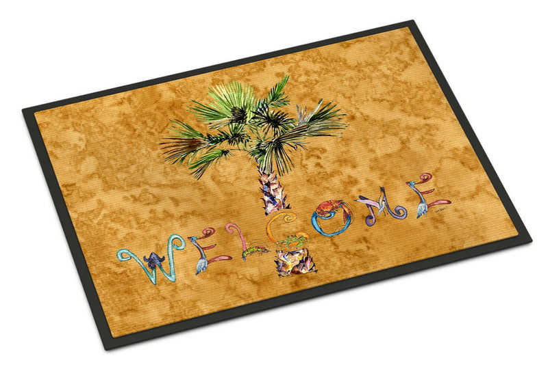 Welcome Palm Tree on Gold Indoor or Outdoor Mat 18x27 8709MAT