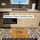 Welcome Palm Tree on Gold Memory Foam Kitchen Mat Machine Washable Anti-Fatigue Cushion Comfort Bath or Kitchen Rug
