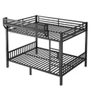 Queen Over Queen Bunk Bed With Ladder And Storage Shelf - Black by HouseOfZazla