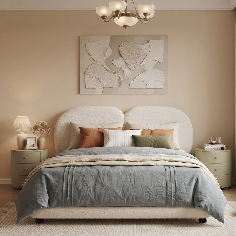 Extra Thick Upholstered Platform Bed Frame with Luxury Split Headboard, photo 3 of 10