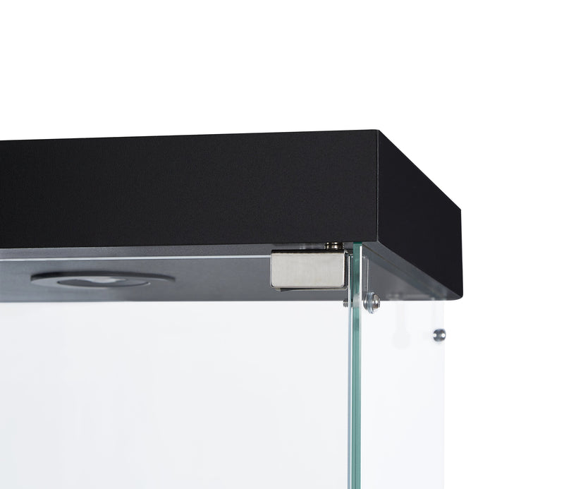 4-Tier Glass Display Cabinet, Double Door Glass Cabinet, Four Partitions, Two Locks, Floor Standing Storage Cabinet for Living Room, Bedroom, Showroom and Office, Black, 31.5"L x 14.2"W x 66.3"H