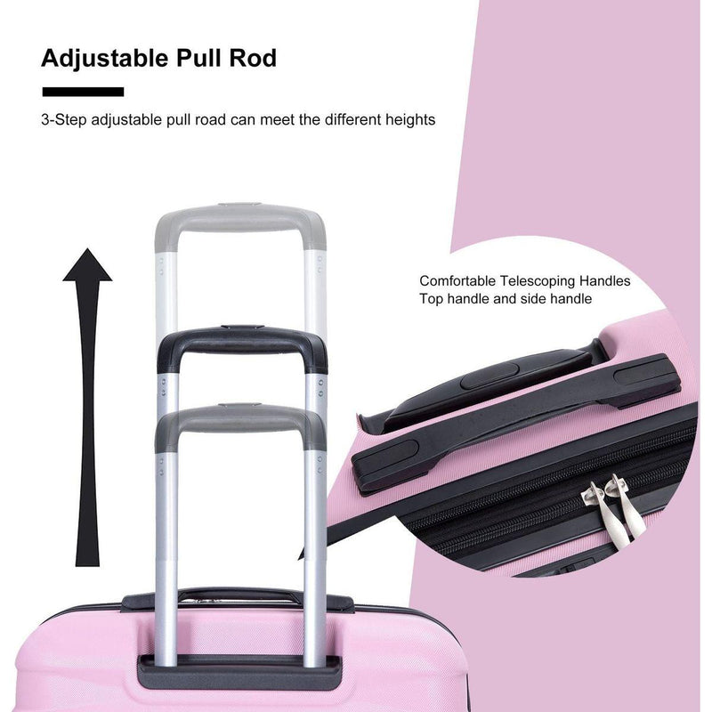 3 Piece Luggage Sets PC Lightweight & Durable Expandable Suitcase with Two Hooks, Double Spinner Wheels, TSA Lock, (21/25/29) Pink