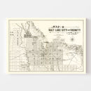 Vintage Map of Salt Lake City, Utah 1888