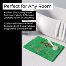 Welcome Palm Tree on Green Memory Foam Kitchen Mat Machine Washable Anti-Fatigue Cushion Comfort Bath or Kitchen Rug