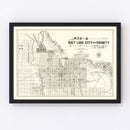 Vintage Map of Salt Lake City, Utah 1888