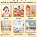 Kids Table And 2 Chairs Set, 3 Pieces Toddler Table And Chair Set, Wooden Activity Play Table Set (Lion&Monkey) - Natural by HouseOfZazla
