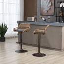 COOLMORE Modern Swivel Bar Stools Set of 2 Adjustable Counter Height Chairs with Footrest in Gray Linen