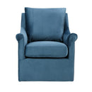 Swivel Chair With Curved Arms And Straight Back - Blue by HouseOfZazla