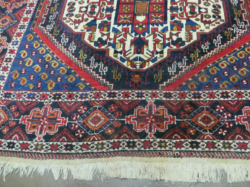 4' X 5.5' Vintage Handmade Turkish Tribal Wool Rug Medallion Nice