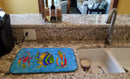 Troical Fish and Seaweed on Blue Dish Drying Mat Absorbent Dish Drying Mat Pad for Kitchen Counter Dish Drainer Mat for Countertop, 14 x 21", Multicolor