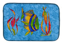 Troical Fish and Seaweed on Blue Dish Drying Mat Absorbent Dish Drying Mat Pad for Kitchen Counter Dish Drainer Mat for Countertop, 14 x 21", Multicolor
