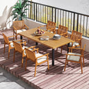 2 Pieces Patio Dining Chairs Outdoor Acacia Wood Chairs with Removable Padded Cushion by LJGDeals