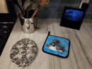 Loon Pot Holder Set of 2 Heat Resistant Quilted Hot Pads 7.5 x 7.5 Inch, Insulated Kitchen Trivets for Cooking & Baking