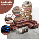 6 Piece Modular Sectional Sofa With 2 Cup Holders, Adjustable Recliners - Dark Brown by HouseOfZazla