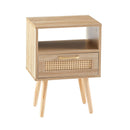 15.75" Rattan End Table With Drawer And Solid Wood Legs, Modern Nightstand, Side Table For Living Room, Bedroom by Unique Piece Furniture