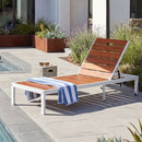 Outdoor Chaise Pool Lounge Chairs With Adjustable Backrest - Brown / White by HouseOfZazla