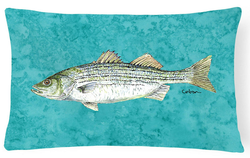 Striped Bass Fish   Canvas Fabric Decorative Pillow