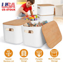 Stackable Storage Bins with Bamboo Lids - 2 Pack by LJGDeals