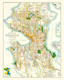 Vintage Map of Seattle, Washington 1929
