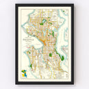 Vintage Map of Seattle, Washington 1929