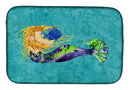 Blonde Mermaid on Teal Dish Drying Mat – Absorbent, Artistic Kitchen Essentials 8724DDM