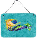 Blonde Mermaid on Teal Wall or Door Hanging Prints 8724DS812