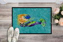 Blonde Mermaid on Teal Doormat - 24x36 Decorative Floor Mat – Indoor/Outdoor Rug
