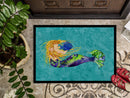 Blonde Mermaid on Teal Doormat - 24x36 Decorative Floor Mat – Indoor/Outdoor Rug