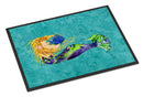 Blonde Mermaid on Teal Doormat - 24x36 Decorative Floor Mat – Indoor/Outdoor Rug