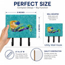 Blonde Mermaid on Teal Leash or Key Holder Wall Hooks, Coat Rack Wall Mount, for Hanging Keys, Towels, Aprons, Leashes