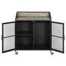 Arlette - 2 Door Mobile Home Bar Wine Cabinet With Smooth Rolling Casters - Black