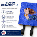 Brunette Mermaid on Blue Leash or Key Holder Wall Hooks, Coat Rack Wall Mount, for Hanging Keys, Towels, Aprons, Leashes
