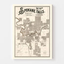 Vintage Map of Spokane Falls, Washington 1889