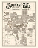 Vintage Map of Spokane Falls, Washington 1889