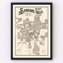 Vintage Map of Spokane Falls, Washington 1889