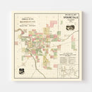 Vintage Map of Spokane Falls, Washington 1890