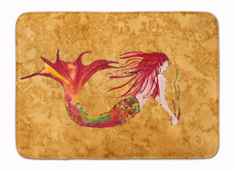 Ginger Red Headed Mermaid on Gold Machine Washable Memory Foam Mat 8727RUG