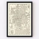 Vintage Map of Spokane, Washington 1920