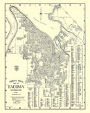 Vintage Map of Tacoma, Washington 1920