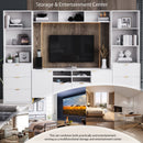 4-Piece Entertainment Wall Unit with 13 shelves,8 Drawers and 2 Cabinets, Multifunctional TV Stand Media Storage Cabinet with Fluted Line Surface for Living Room, for TVs Up to 70"