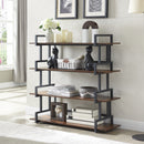4 Tier Office Bookcase Shelf Rustic Wood Metal Bookshelves Freestanding Open Book Shelf, Industrial Tall Corner Bookcase Easy to Assemble for Home Office, Living Room and Bedroom
