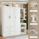 Multifunctional Wardrobe with 2 Doors and Convertible Desk